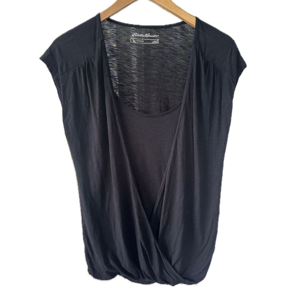 Eddie Bauer Outdoors Sleeveless Surplice Faux Wrap Inner Lining Top Blouse S
